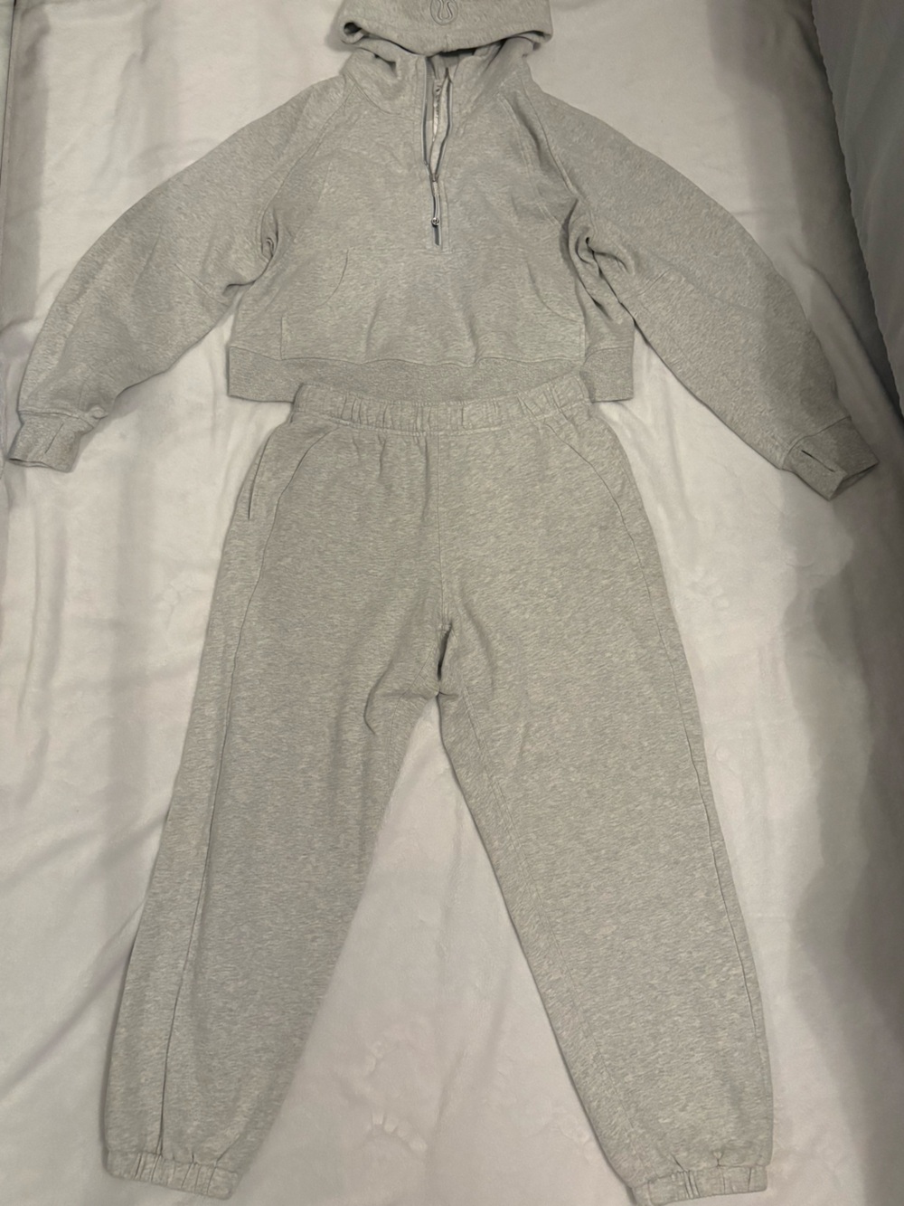 Lululemon Oversized Half Zip Hoodie and Mid-Rise Oversized Jogger Set- LightGray